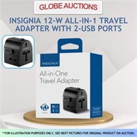 INSIGNIA 12W ALL-IN-1 TRAVEL ADAPTER W/ 2-USB PORT