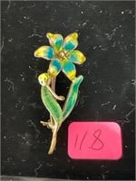 Vintage Enamel Flower Pin