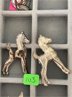 2 Sterling Horse Pins
