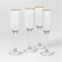 4pc Champagne Wine Glass Set Gold - Threshold
