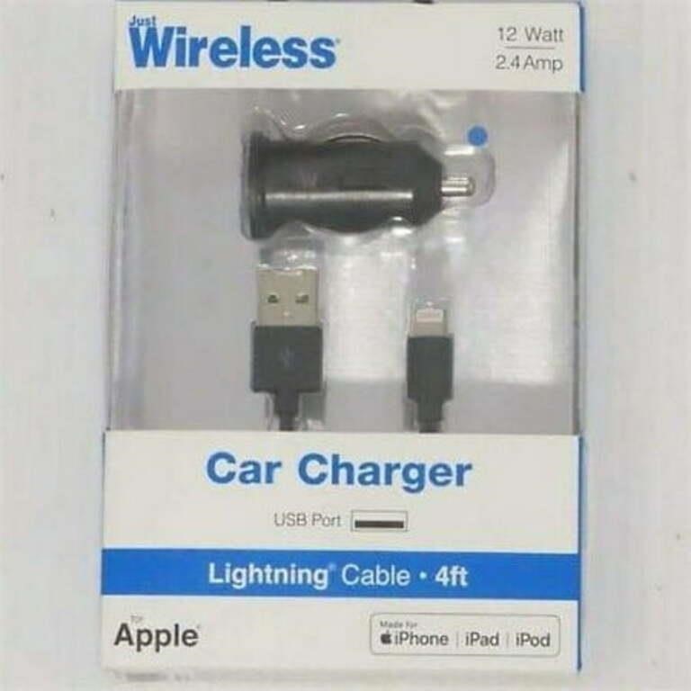 Just Wireless Car Charger Usb Port Lightning Cable