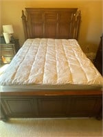 Oak bed, clean box spring and mattress- full
