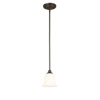 1-Light Bronze Mini Pendant  Frosted Shade