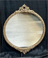 Round Gilt Framed Mirror (Damaged)