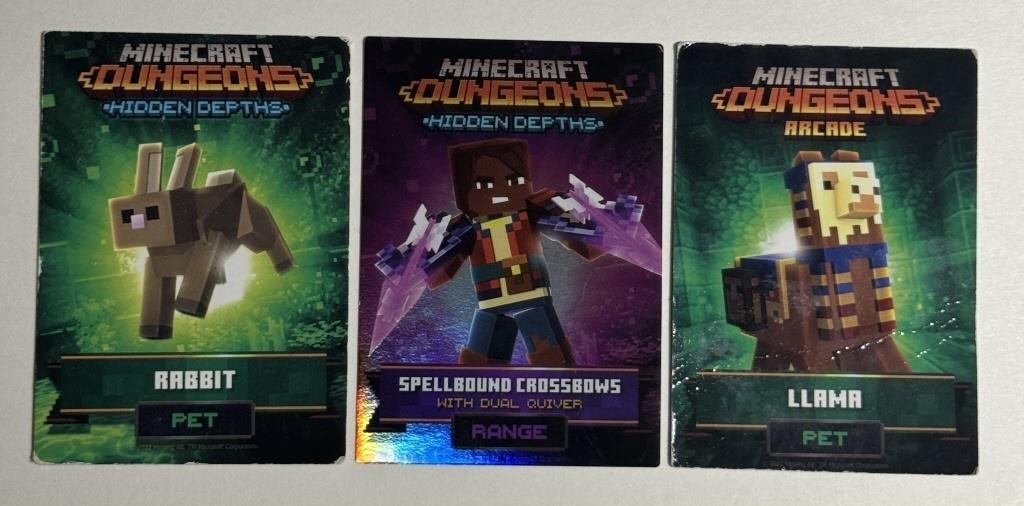 Three 2022 Minecraft Dungeons Arcade Cards!