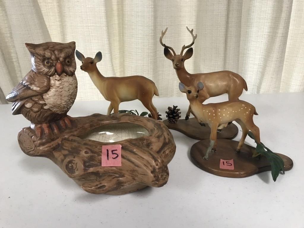 4 Deer/Nature Theme Ash Trays (15"-18"H)