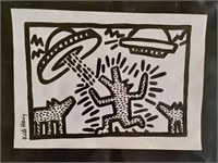 Keith Haring Handmade Ink Drawing On Carboard