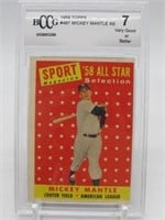 1958 MICKEY MANTLE TOPPS #487 BCCG GRADED 7