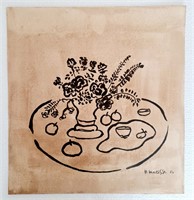 Henri Matisse Handmade Ink Drawing On Carboard