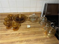 Vintage Amber Bowls & Iridescent Set