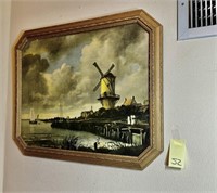 Vintage Framed Windmill Art