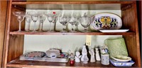 Glassware & Items on 2 Shelves