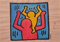 Keith Haring Handmade Drawing On Paper