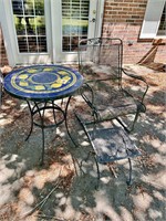 Tile-Topped Table & Metal Chair