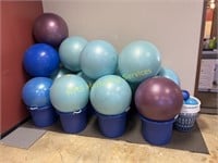 13 Exercise Balls, 8 Plastic Tubs - 20" Diameter