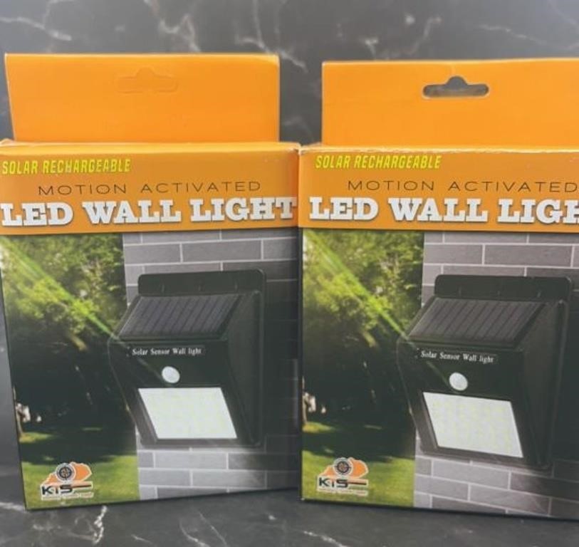 (2) Solar Rechargeable Motion Activated Led Wall