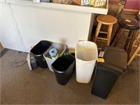 6 Trash Cans & Electric Heater