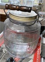 Glass Barrel Cracker Jar w Handle