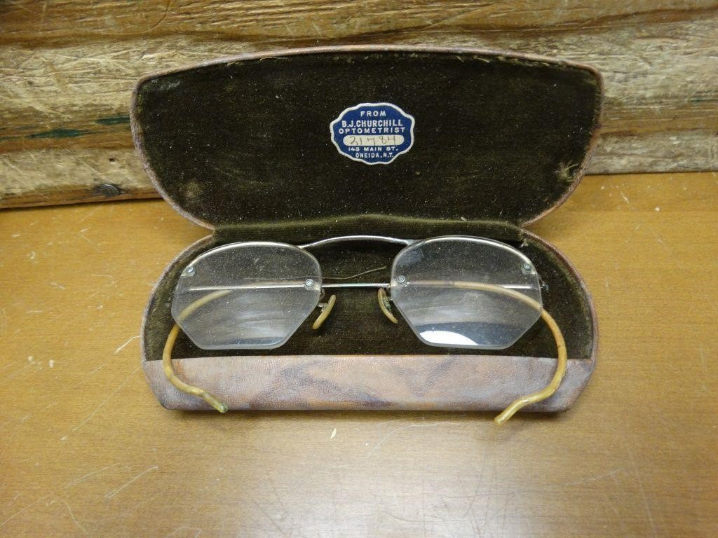 Antique Eye Glasses with B.J. Churchill Case