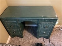 Green wood sewing desk- vanity