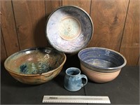 Pottery Bowls and Cup