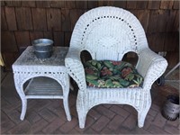 Wicker Patio Chair & Side Table
