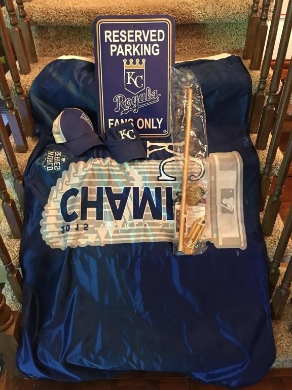Royals Flag, Hats, and Parking sign