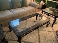 3 piece marble/ iron coffee table/ end table set