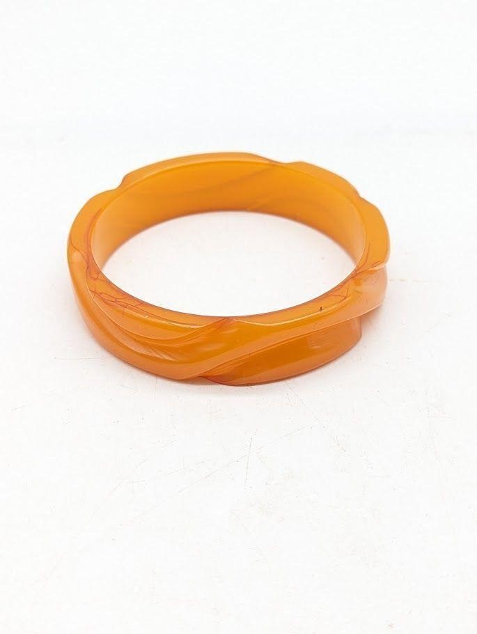 Bakelite Amber Coloured Carved Bracelet