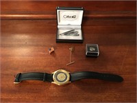 Men's Watch, Tie Clips, and Pins