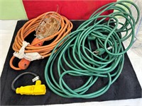 BAG OF EXT. CORDS & TROUBLE LIGHT