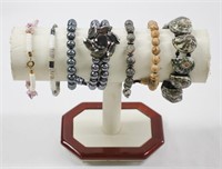 7pc Glass Beaded / Shell Bracelets