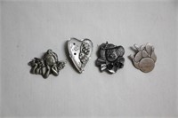 4pc Various Brooches
