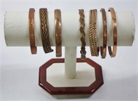 7pc Copper Engraved Metal Bangles / Cuffs