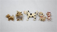 5pc Assorted Dog Brooches