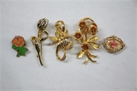 5pc Assorted Rose Brooches