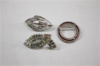 3pc Vintage Rhinestone Brooches *Note