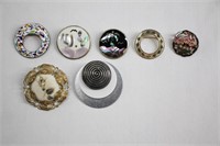 7pc Round Enameled Brooches