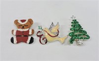 3pc Christmas Brooches