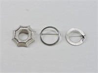 3pc Round Brooches