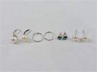 4 Pairs Rhinestone & Faux Pearl Earrings