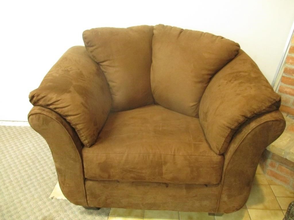 Brown Faux Suede Double Armchair 35" X 44" X 40" H