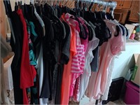 All the women's clothes on the rack.Different