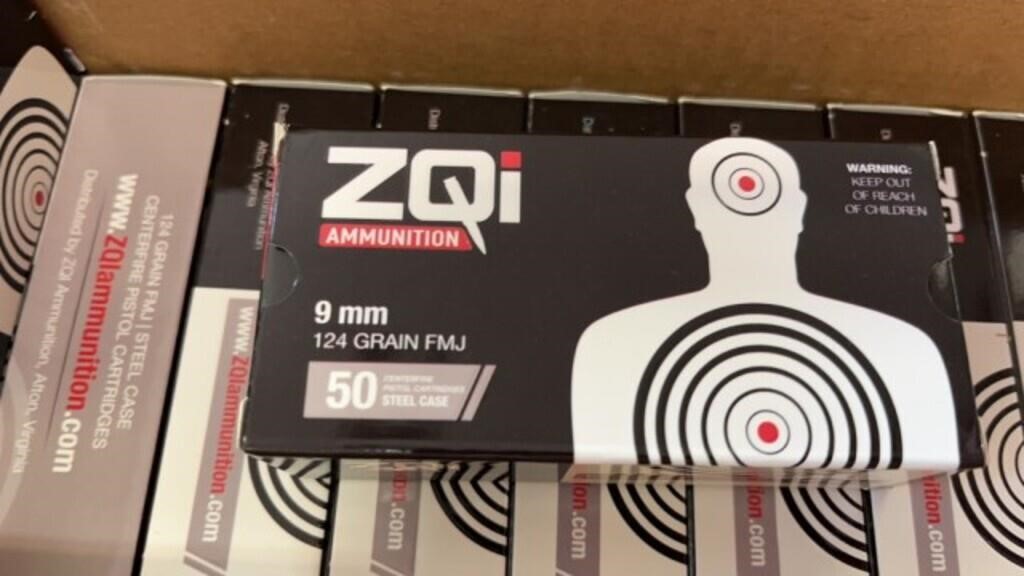 650 Rounds ZQI 9mm 124 GR.