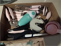 Box of utensils, kitchenaid and more.