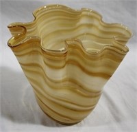 Art glass 7.5" tall handkerchief vase