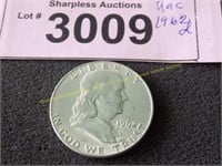 Uncirculated 1962 D Franklin silver half dollar