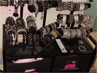 Large lot of jewelry Bracelets, displays and