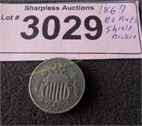 1867 No rays shield nickel