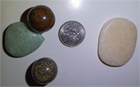2 small Bronzite Spheres, Peach Moonstone Palm, &